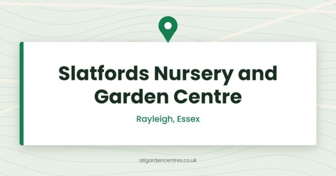 Slatfords Nursery and Garden Centre — Rayleigh, Essex (directory card)